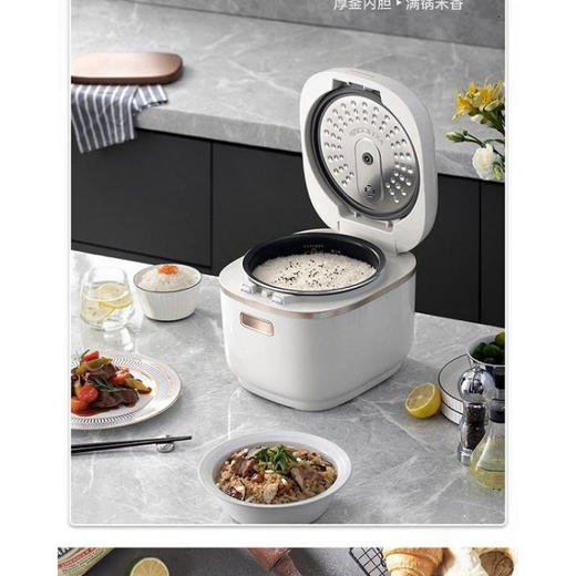 【授权商品】摩飞电饭煲小型家用煮饭和面双胆智能多功能煲汤面包蛋糕3L米饭锅 典雅白 商品图3