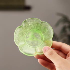 心缘堂琉璃 粉彩梅花杯托茶杯垫茶道茶碟茶功夫茶具杯托家用创意杯托日式茶托垫