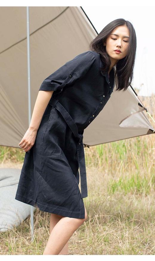 2楼名邦服饰藏青色亚麻连衣裙 商品图2
