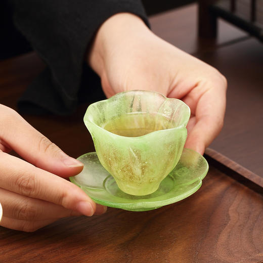 心缘堂琉璃 粉彩梅花杯托茶杯垫茶道茶碟茶功夫茶具杯托家用创意杯托日式茶托垫 商品图1