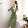 优雅修身，多扣腰部系带连衣裙HR-EWM5086 商品缩略图4