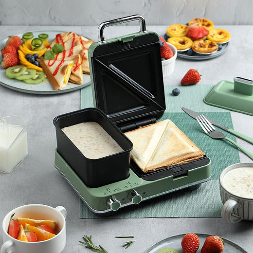 【授权商品】摩飞电器（Morphyrichards） 多功能早餐家用小型轻食三明治煎饼华夫饼煎饼 MR9086清新绿全配 商品图6