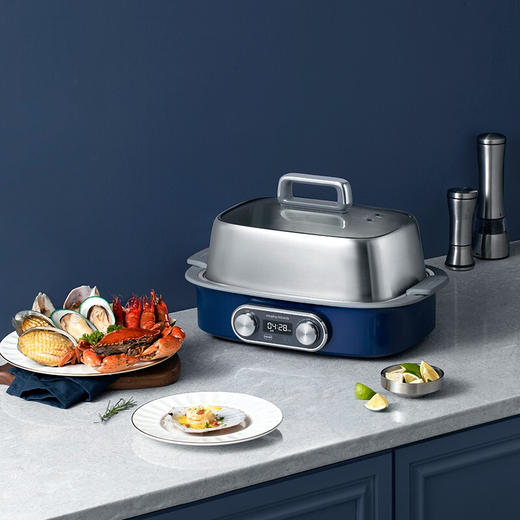 【授权商品】摩飞 电蒸锅蒸汽锅多功能锅家用小型隔水蒸炖锅全自动预约蒸煮锅 MR1168 极速蒸锅 轻奢蓝 商品图0