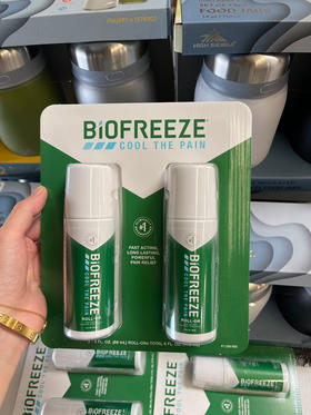 Biofreeze止痛滚珠2只装，可以深入地舒缓脊背及颈痛、肌肉痛、风湿痛、肌肉扭伤、关节痛等，安全有效，是美国家庭药箱常备