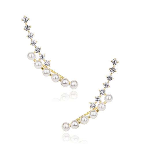 Oflye潮流饰品 珍珠耳排新款韩国气质网红耳钉小众设计感简约耳饰 商品图4