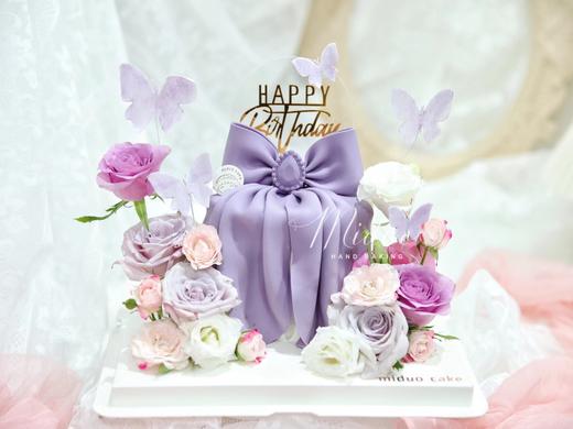 女士款 仙气紫色鲜花 优雅 紫色蝴蝶结蛋糕 商品图2