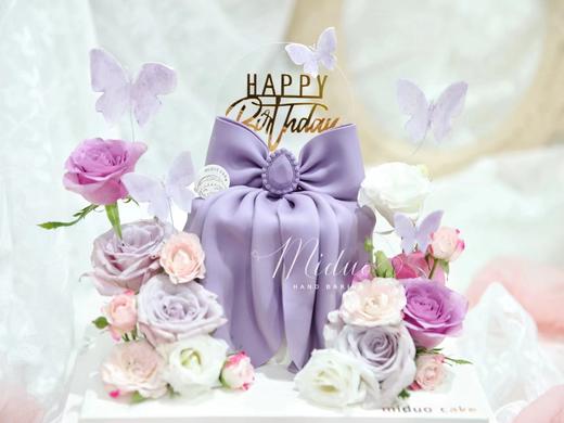 女士款 仙气紫色鲜花 优雅 紫色蝴蝶结蛋糕 商品图0