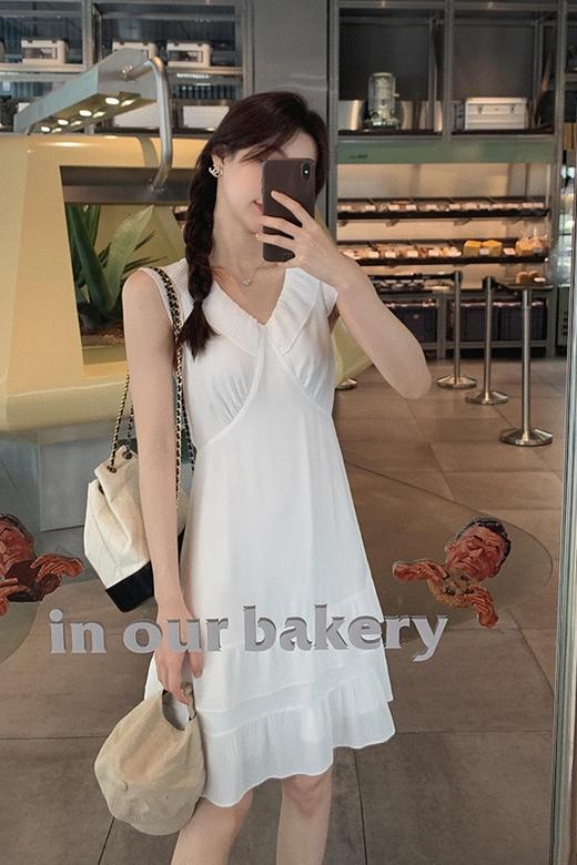 金蘑菇菇【巴黎诗集】双层压褶重工立体褶皱设计感实穿连衣裙 商品图5