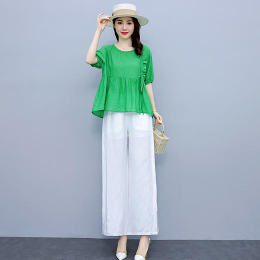 棉麻套装宽松休闲时尚，简约气质柔软舒适亚麻两件套HR-WS22189 商品图1