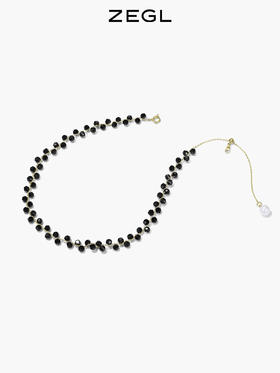ZEGL黑色项链女高级感小众设计轻奢人造珍珠锁骨链配饰2022年新款