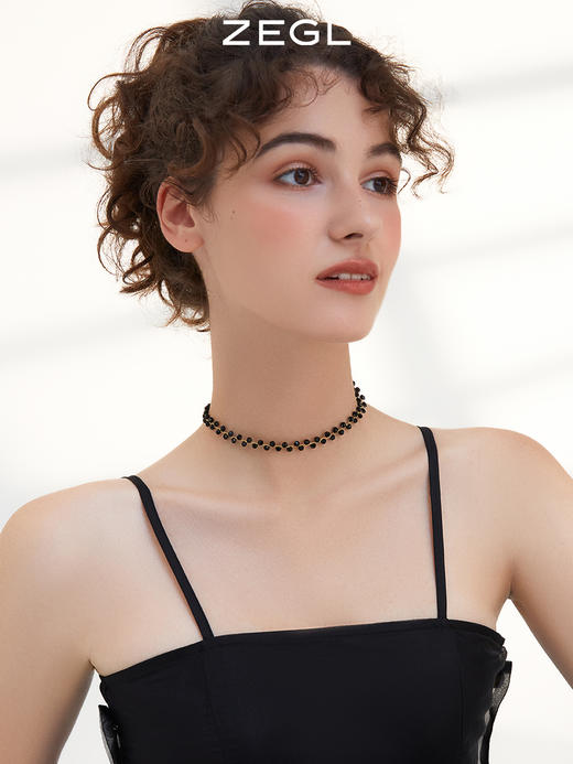 ZEGL黑色项链女高级感小众设计轻奢人造珍珠锁骨链配饰2022年新款 商品图2