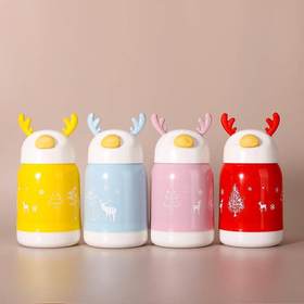 【赠品勿拍】儿童创意卡通鹿角玻璃水杯 颜色随机