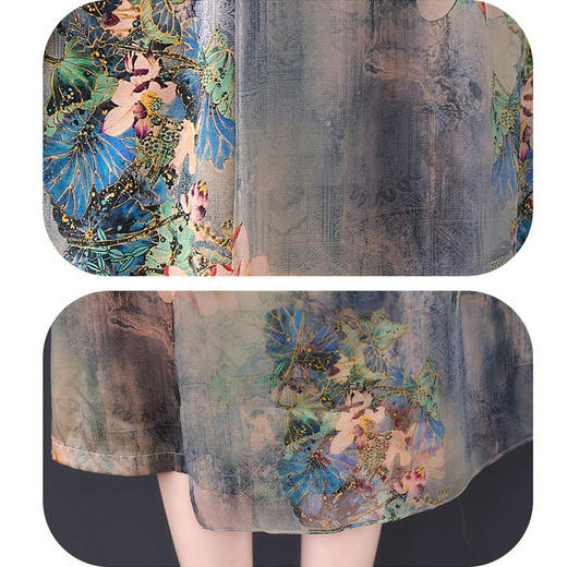 dp6401  2022夏季新款桑蚕丝妈妈改良旗袍中长款裙子 商品图8