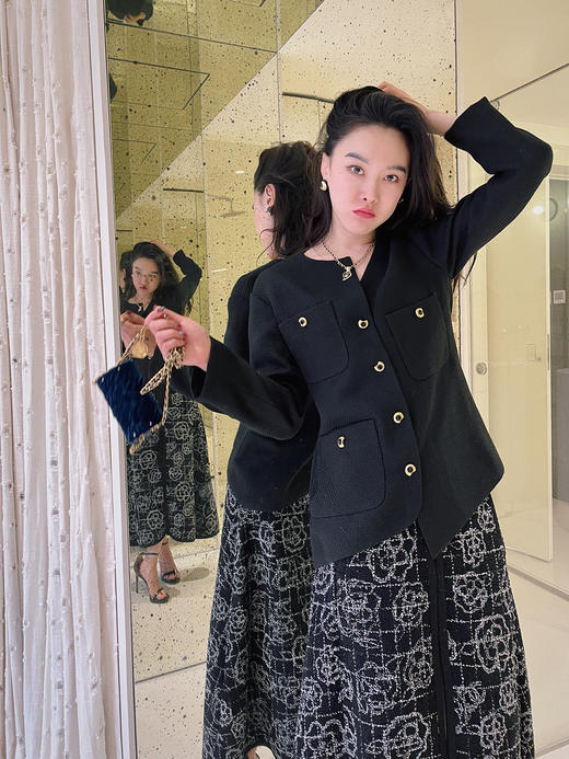 山茶花lady优雅黑银小香风傲娇长裙和背心 商品图3