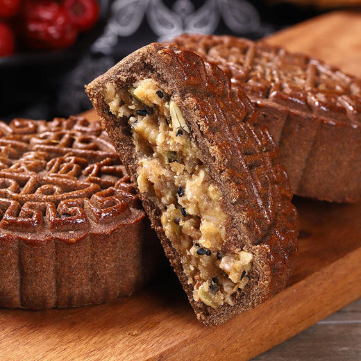 全麦荞麦月饼老式五仁月饼苏子黑麻低无蔗糖精脂卡粗粮减木糖醇杂粮 商品图4