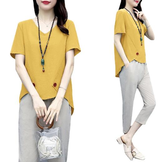 AHM qjr075  棉麻套装女2022夏装新款气质夏天时尚洋气减龄休闲亚麻两件套女装 商品图6