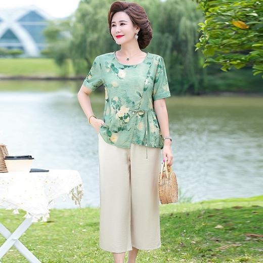 高端亚麻棉妈妈套装 洋气棉麻套装 阔腿裤两件套 妈妈时尚套装 商品图13