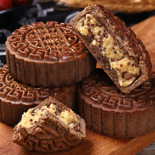 全麦荞麦月饼老式五仁月饼苏子黑麻低无蔗糖精脂卡粗粮减木糖醇杂粮 商品图8