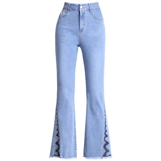 SHFS81351新款时尚气质休闲高腰薄款九分微喇牛仔裤 商品图3