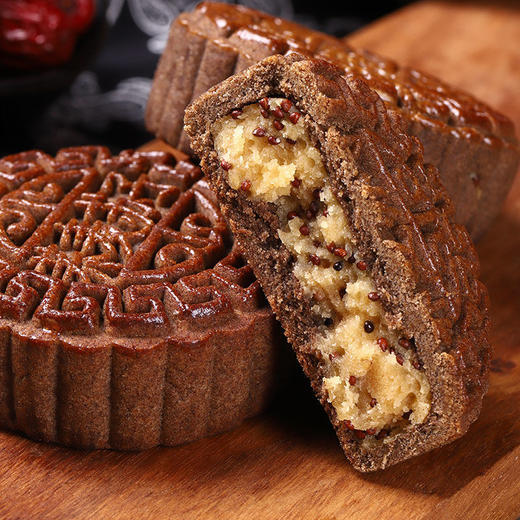 全麦荞麦月饼老式五仁月饼苏子黑麻低无蔗糖精脂卡粗粮减木糖醇杂粮 商品图2