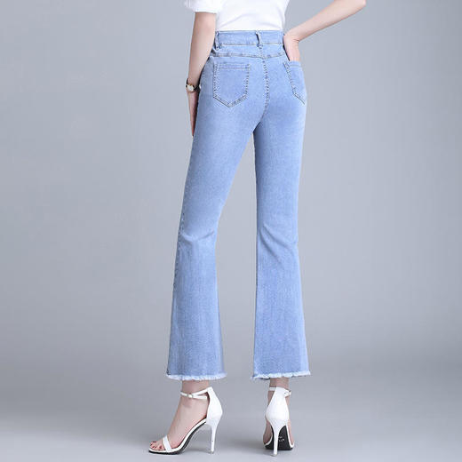 SHFS81351新款时尚气质休闲高腰薄款九分微喇牛仔裤 商品图2