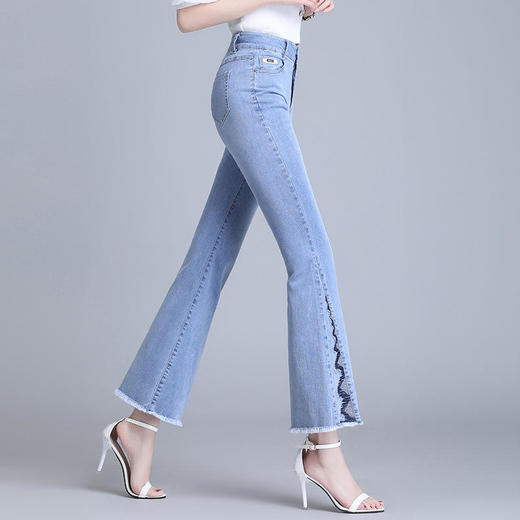 SHFS81351新款时尚气质休闲高腰薄款九分微喇牛仔裤 商品图1