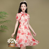 优雅气质，国潮新款雪纺印花泡泡袖改良年轻款旗袍连衣裙OY-220302 商品缩略图0