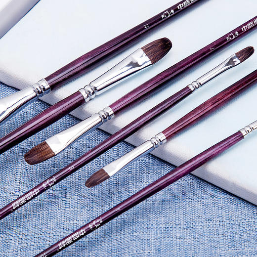 中盛画材 101单双紫花杆圆峰狼毫水粉笔水粉套装笔油画笔 商品图5