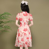 优雅气质，国潮新款雪纺印花泡泡袖改良年轻款旗袍连衣裙OY-220302 商品缩略图4