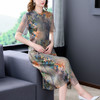 dp6401  2022夏季新款桑蚕丝妈妈改良旗袍中长款裙子 商品缩略图6