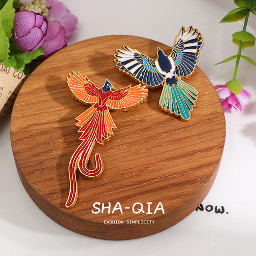 喜鹊胸针女学生衣服装饰卡通凤凰徽章创意小众设计勋章生日礼物 商品图2