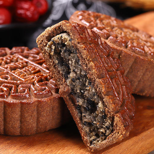 全麦荞麦月饼老式五仁月饼苏子黑麻低无蔗糖精脂卡粗粮减木糖醇杂粮 商品图3