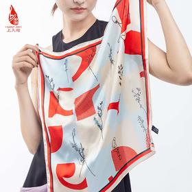 SAINTJOY/上久楷 女式真丝方巾  米红色上久佳人  FJS22005-1