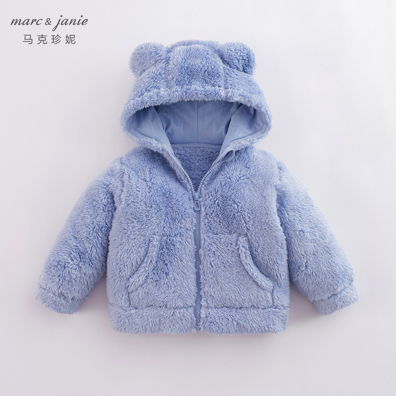 马克珍妮秋装新款 男女童双面舒棉绒连帽外套221209