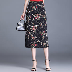 印花修身时尚包臀一步裙夏季新款高腰简约侧开叉气质半身裙TY55191