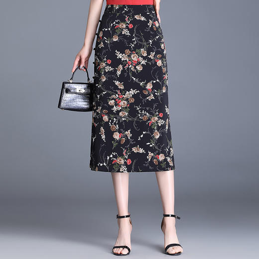 印花修身时尚包臀一步裙夏季新款高腰简约侧开叉气质半身裙TY55191 商品图0