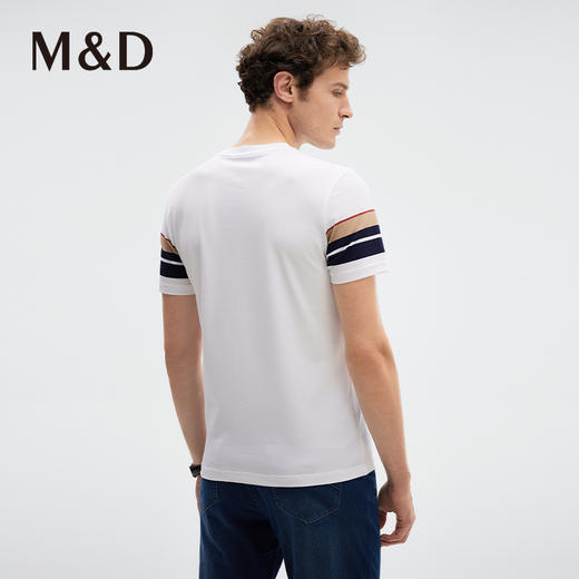 MD名盾新升级双丝降温吸湿速干圆领短袖商务休闲桑蚕丝条纹T恤 商品图3