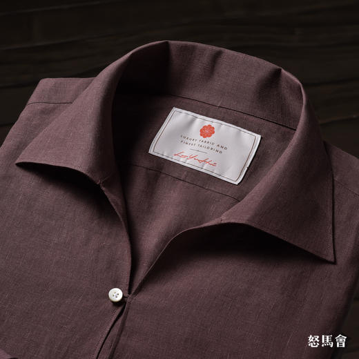 Flamenco 高支亚麻烟棕色新中式衬衫 商品图1