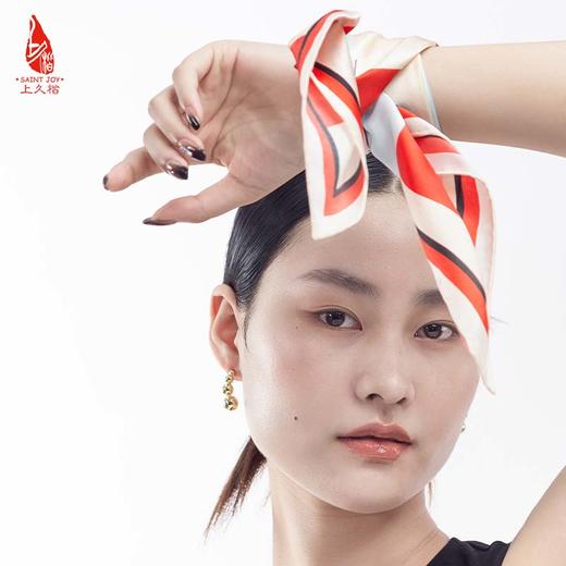 SAINTJOY/上久楷 女式真丝方巾  米红色上久佳人  FJS22005-1 商品图11