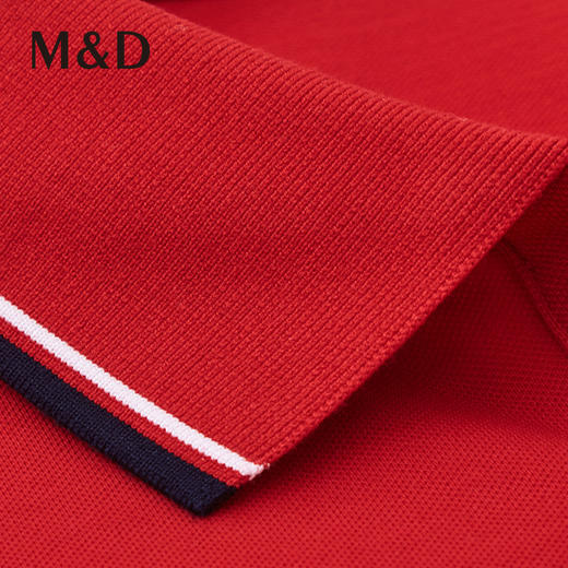M＆D/名盾红色撞色条纹翻领商务休闲男士Polo衫短袖合身百搭T恤夏 商品图1