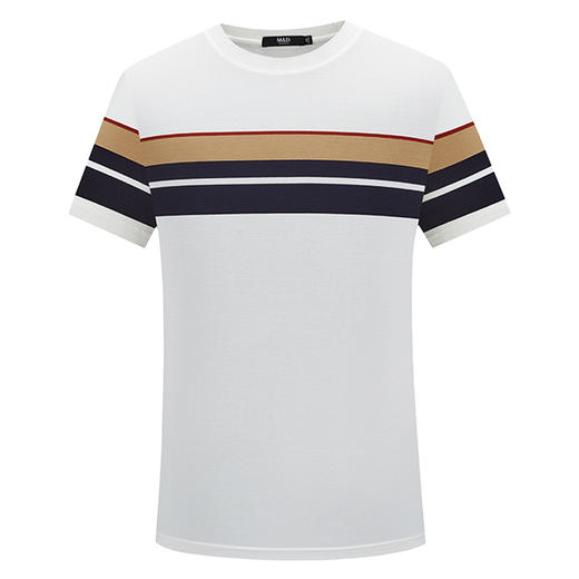 MD名盾新升级双丝降温吸湿速干圆领短袖商务休闲桑蚕丝条纹T恤 商品图4