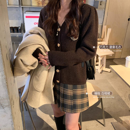 金蘑菇菇【paddington套装】徽章毛衣+百褶裙 学院甜小个子本命 商品图0