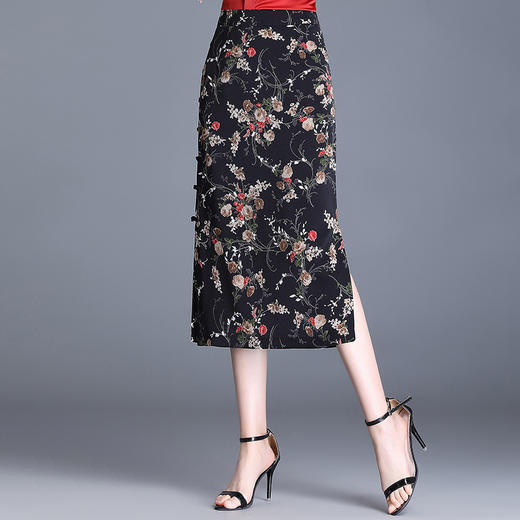 印花修身时尚包臀一步裙夏季新款高腰简约侧开叉气质半身裙TY55191 商品图1