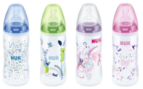 NUK PCH宽口PP彩色奶瓶 成长型 300ml 硅胶圆孔M(6-18个月）