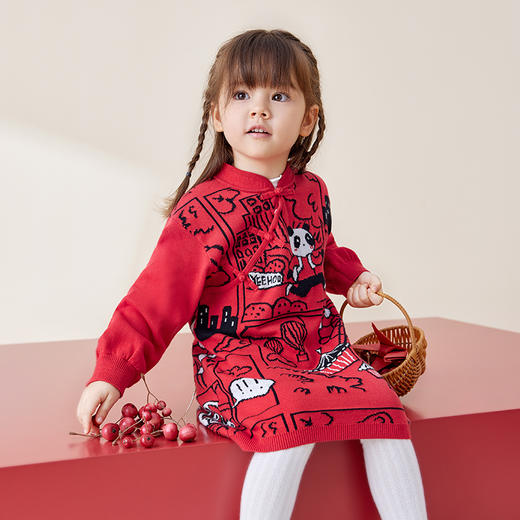 英氏儿童连衣裙春秋舒适长袖女童裙子春秋季款 商品图1