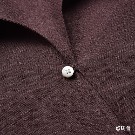 Flamenco 高支亚麻烟棕色新中式衬衫 商品图2