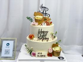 森系橘黄调纸杯双层蛋糕