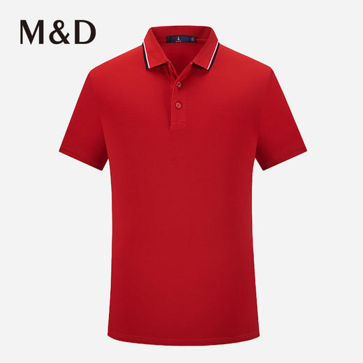 M＆D/名盾红色撞色条纹翻领商务休闲男士Polo衫短袖合身百搭T恤夏 商品图0