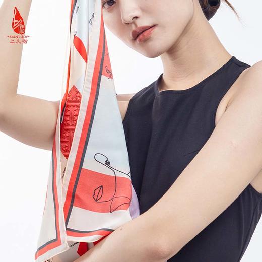 SAINTJOY/上久楷 女式真丝方巾  米红色上久佳人  FJS22005-1 商品图1