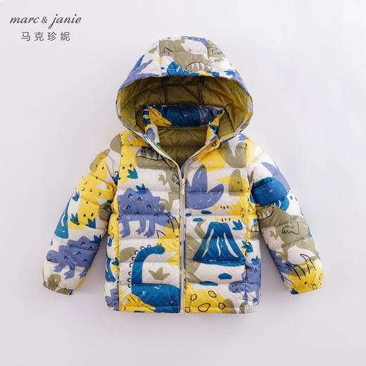 马克珍妮2022年秋装新款 男女童印花连帽超轻羽绒服221712 商品图3
